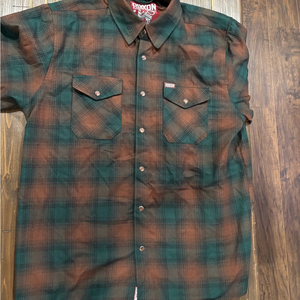 DIXXON Men's Plaid Shirt - Green and Brown